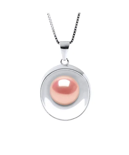 Diadema Womens REFLECTIONS Necklace Freshwater Pearl 9-10 mm Pink 925 Silver - One Size
