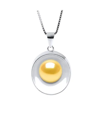 Diadema Womens REFLECTIONS Necklace Freshwater Pearl 9-10mm Golden 925 - Gold Silver - One Size