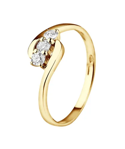 Diadema Womens - Ring - Trilogy Diamond - Yellow Gold - White - Size L 1/2