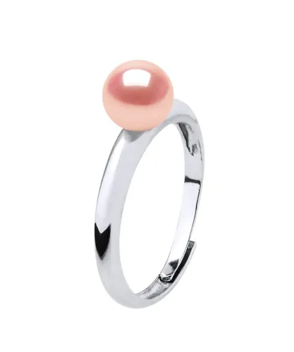 Diadema Womens Rush Ring Adjustable Freshwater Pearl Round 6-7 mm Rose 925 - Pink Silver - One Size