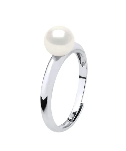 Diadema Womens Rush Ring Adjustable Freshwater Pearl Round 6-7 mm White 925 Silver - One Size