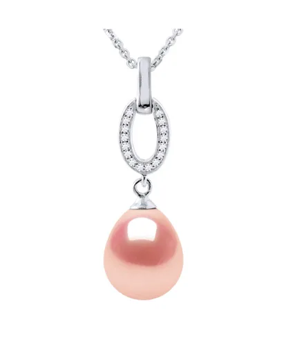 Diadema Womens SHUTTLE Necklace Freshwater Pearl Jewelry 9-10 mm Pink 925 Silver - One Size