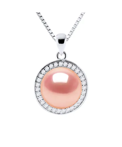 Diadema Womens SUN Necklace Freshwater Pearl 9-10 mm Pink 925 Silver - One Size