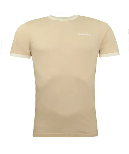 Diadora Logo Mens Beige T-Shirt Cotton