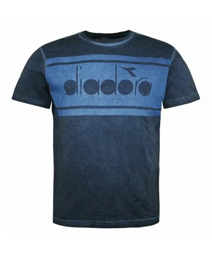Diadora Logo Mens Navy T-Shirt - Blue Cotton