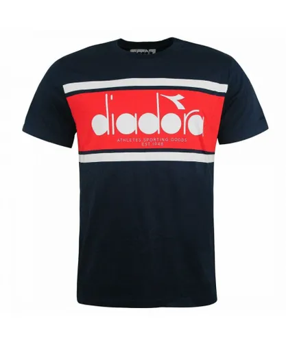 Diadora Logo Mens Navy T-Shirt Cotton