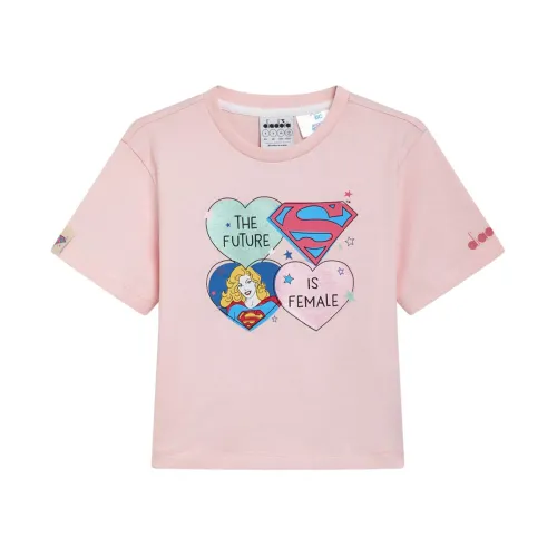 Diadora , Supergirl Short Sleeve T-Shirt ,Pink female, Sizes: