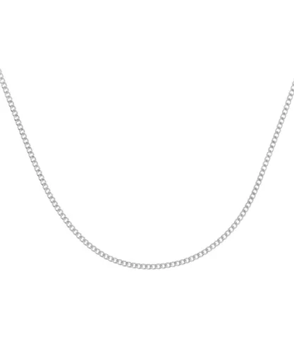 Diamant L'Eternel Unisex 9ct White Gold 1.8g Curb Chain Necklace of 18 Inch/46cm Length - One Size