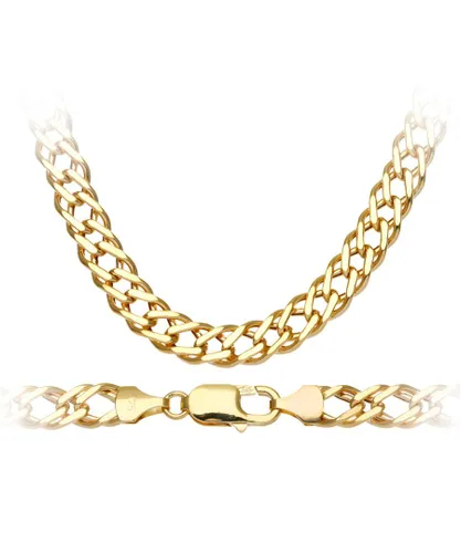 Diamant L'Eternel Unisex 9ct Yellow Gold 12.1g Chunky Double Curb Necklace of 46cm/18 Inch Length and 7mm Width Gold (archived) - One Size