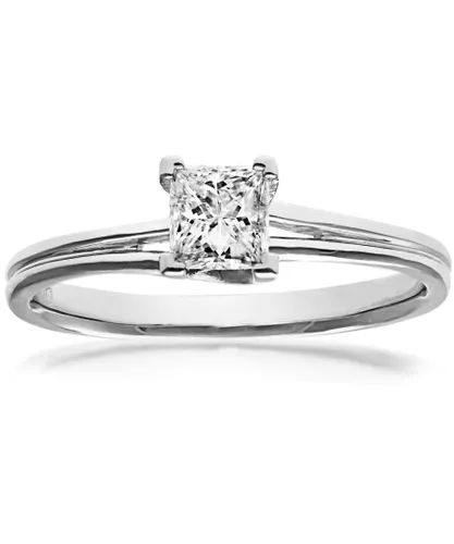 Diamant L'Eternel Womens 18ct White Gold 0.50ct Princess Cut Certified Diamond Solitare Ring - Size K