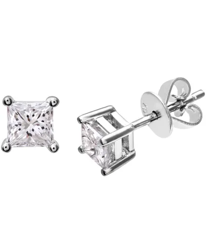 Diamant L'Eternel Womens 18ct White Gold 3/4 Carat J/I Certified Princess Cut Diamond Stud Earrings - One Size