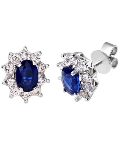 Diamant L'Eternel Womens 18ct White Gold Diamond and Sapphire Earrings, 0.50ct Weight - One Size
