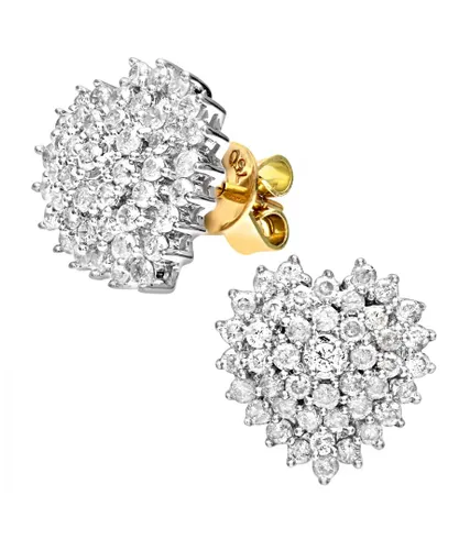 Diamant L'Eternel Womens 18ct Yellow Gold 1ct Heart Shaped Diamond Cluster Earrings - One Size