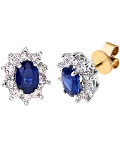 Diamant L'Eternel Womens 18ct Yellow Gold Diamond and Sapphire Earrings, 0.50ct Weight - One Size
