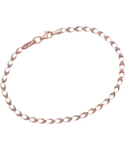 Diamant L'Eternel Womens 9ct Rose and White Gold Open 3D Sea Shell Links Bracelet of Length 19cm - White & Rose Gold - One Size