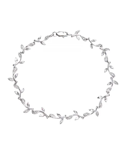 Diamant L'Eternel Womens 9ct White Gold 0.10ct Diamond Leaf Link Bracelet - One Size