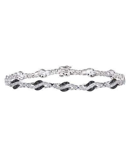 Diamant L'Eternel Womens 9ct White Gold Black Diamond Crossover Link Bracelet - One Size
