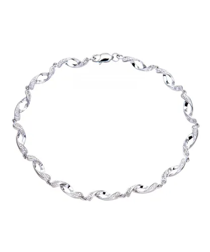 Diamant L'Eternel Womens 9ct White Gold Diamond Set Twist Link Bracelet - One Size