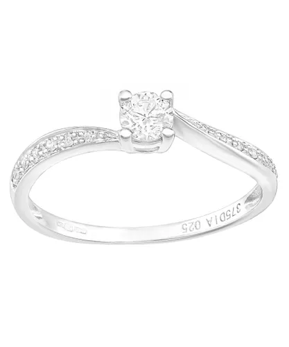 Diamant L'Eternel Womens 9ct White Gold Ring With 0.25ct Diamond - Size J