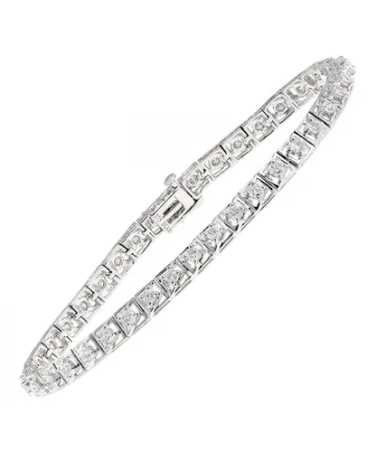 Diamant L'Eternel Womens 9ct White Gold Total 2.00ct Diamond Tennis Bracelet of Length 18.2cm - One Size