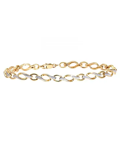 Diamant L'Eternel Womens 9ct Yellow Gold Diamond Set Crossover Link Bracelet - One Size