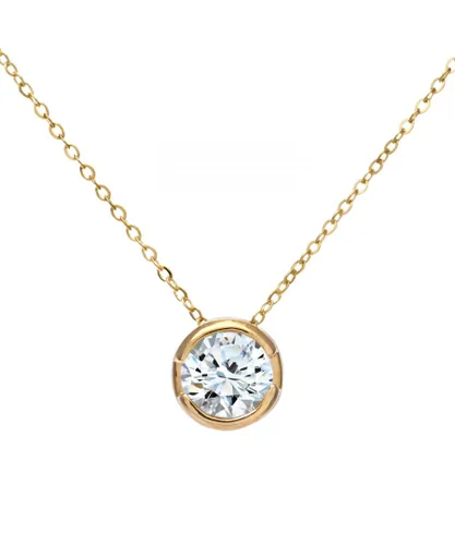 Diamant L'Eternel Womens 9ct Yellow Gold Rub Set Half Carat Diamond Pendant and 18" Chain - One Size