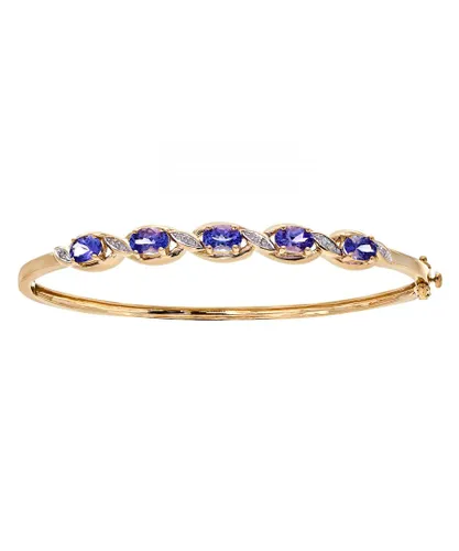 Diamant L'Eternel Womens 9ct Yellow Gold Tanzanite and Diamond Fig 8 Style Bangle - One Size