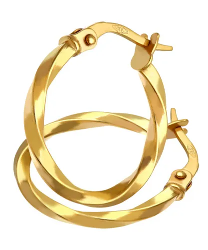 Diamant L'Eternel Womens 9ct Yellow Gold Twisted Hoop Earrings of 15mm Diameter - One Size