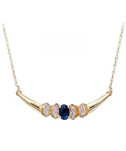 Diamant L'Eternel Womens 9ct Yelow Gold Diamond and Sapphire Ladies Necklace - Yellow - One Size