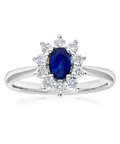 Diamant L'Eternel Womens Cluster Ring, 18ct White Gold Diamond and Sapphire 0.33ct Weight - Size K
