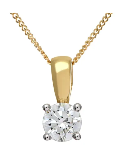 Diamant L'Eternel Womens Diamond Solitaire Pendant, 18ct Yellow Gold IJ/I Round Brilliant Certified 0.50ct Weight - One Size