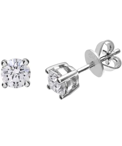 Diamant L'Eternel Womens Diamond Stud Earrings, 18ct White Gold IJ/I Round Brilliant Certified 0.75ct Weight - One Size