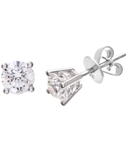 Diamant L'Eternel Womens Diamond Stud Earrings, 18ct White Gold IJ/I Round Brilliant Certified 1.00ct Weight - One Size