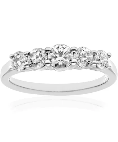 Diamant L'Eternel Womens Eternity Ring, 18ct White Gold IJ/I Round Brilliant Certified Diamond 1.00ct Weight - Size J