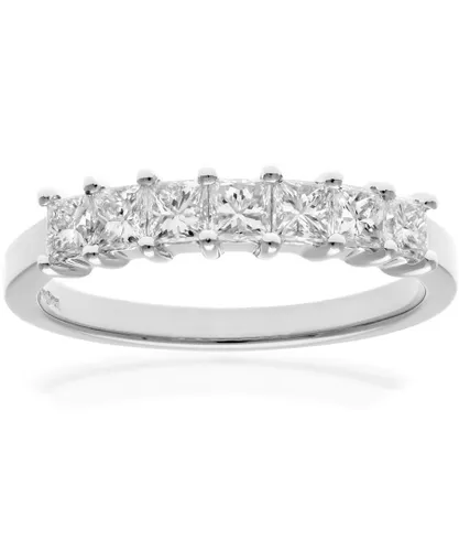 Diamant L'Eternel Womens Platinum 3/4 Carat Certified J/I Princess Cut Diamond Eternity Ring - Size M