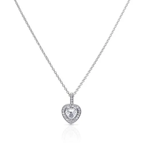 Diamonfire Silver Heart Pave Zirconia Necklace