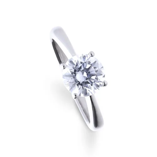 Diamonfire Silver Zirconia 2ct Four Claw Solitaire Ring