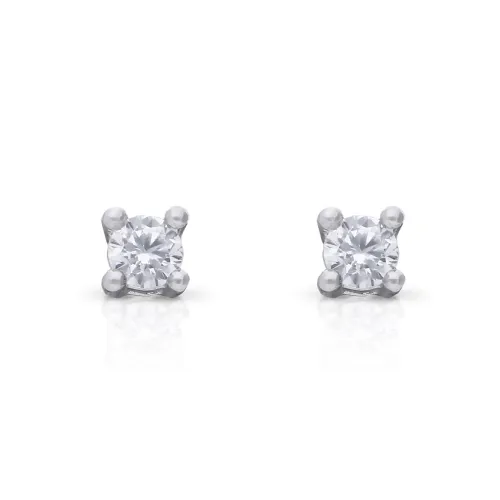 Diamonfire Silver Zirconia 2mm Four Claw Solitaire Stud Earrings