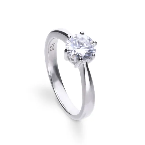Diamonfire Silver Zirconia Claw Set 1.5ct Solitaire Ring