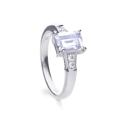 Diamonfire Silver Zirconia Emerald Cut Ring
