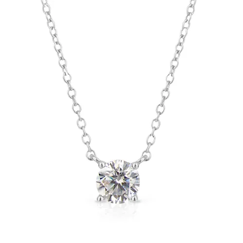 Diamonfire Silver Zirconia Four Claw Solitaire Necklace