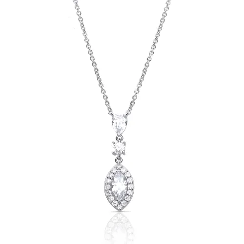 Diamonfire Silver Zirconia Pave Marquise Necklace