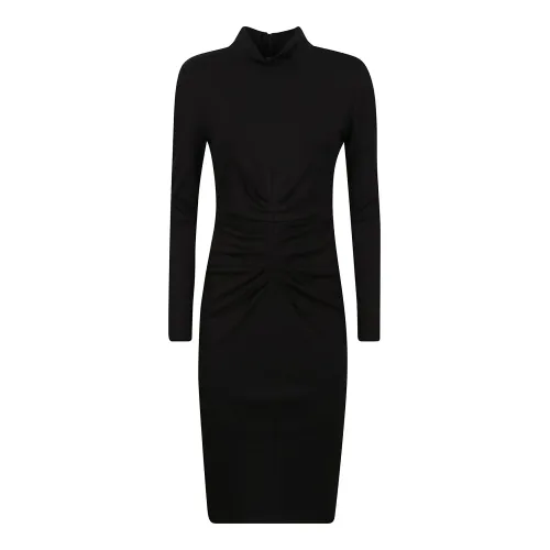 Diane Von Furstenberg , Black Jersey Midi Dress with Long Sleeves ,Black female, Sizes: