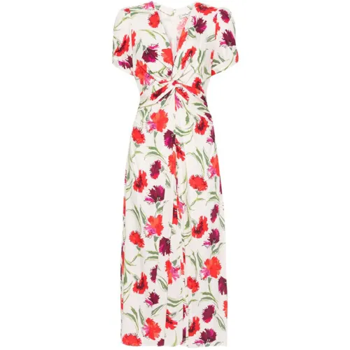 Diane Von Furstenberg , Floral Midi Dress with Twist Detail ,Multicolor female, Sizes: