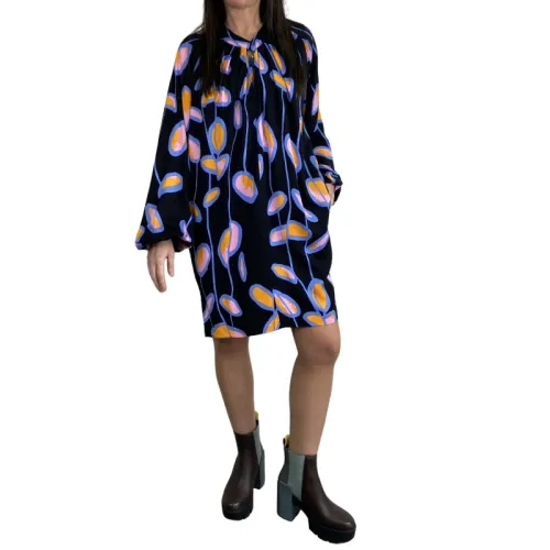 Diane Von Furstenberg , Printed Midi Dress with Puffed Sleeve ,Multicolor female, Sizes: