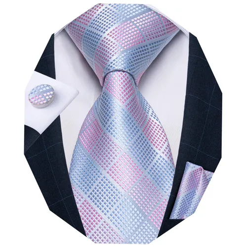 DiBanGu Mens Stripe Plaid Tie Set Floral Necktie Pocket