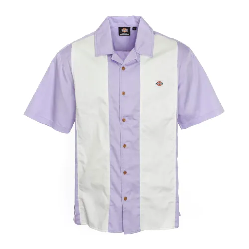 Dickies , Cotton Satin Short Sleeve Shirt ,Purple male, Sizes: