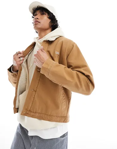 Dickies duck canvas deck jacket in brown with borg collar