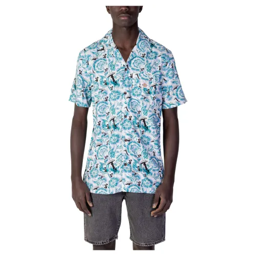 Dickies , Floral Short Sleeve Shirt ,Blue male, Sizes: