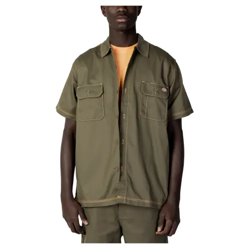 Dickies , Stylish Short Sleeve Shirts ,Green male, Sizes:
